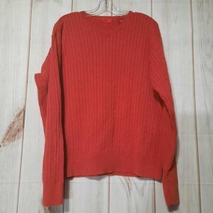 IZOD Ladies V-Neck Cable Knit Sweater Long‎ Sleeve Pullover